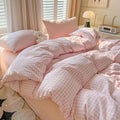 Nayoroom Gingham Duvet Cover Queen Size Pink White Plaid Checkered Comforter by Nayoroom
