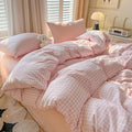 Nayoroom Gingham Duvet Cover Twin Size Pink White Plaid Checkered Comforter by Nayoroom