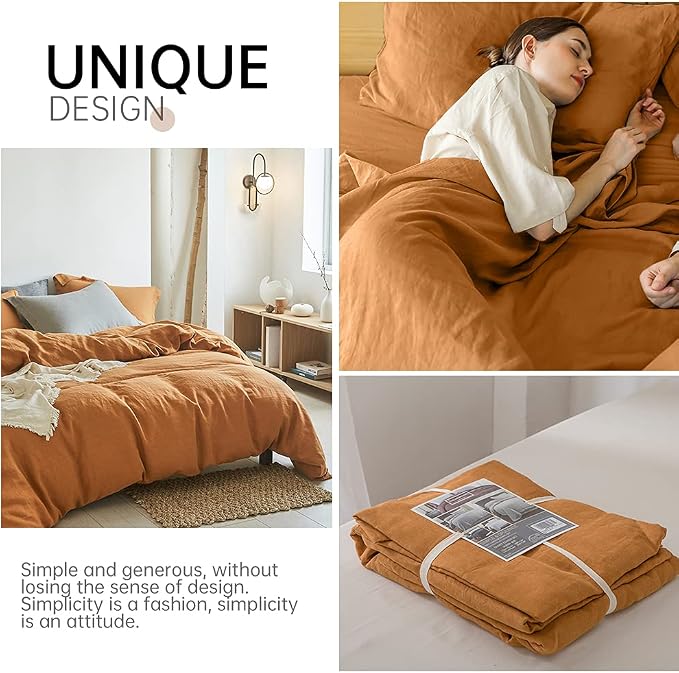 Simple&Opulence 100% Linen Duvet Cover Set 2pcs Basic Style Natural French - Image 5