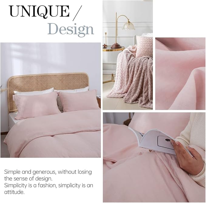 Simple&Opulence 100% Linen Duvet Cover Set 3pcs Basic Style Natural French - Image 5