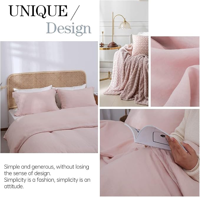 Simple&Opulence 100% Linen Duvet Cover Set 3pcs Basic Style Natural French - Image 5