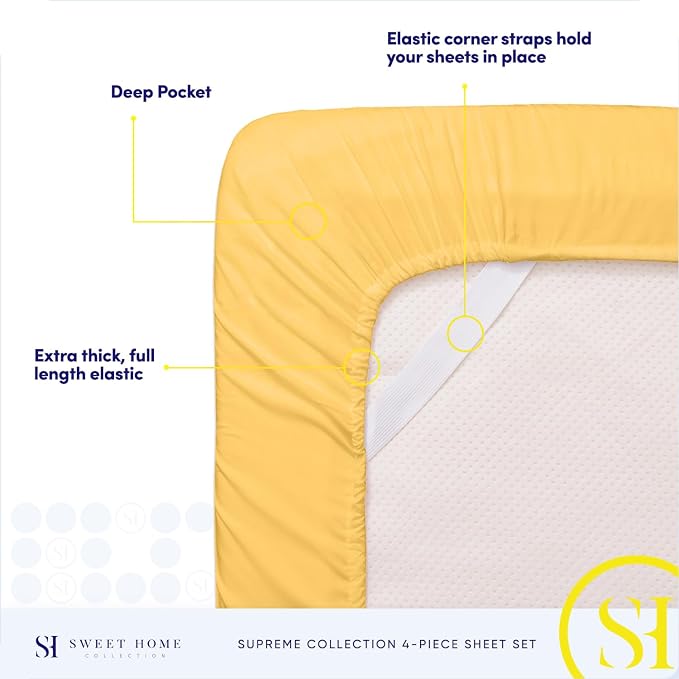 1800 Thread Count Sheet Set – Soft Egyptian Quality Brushed Microfiber Sheets – - Image 5