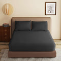 100% Egyptian Cotton Fitted Sheet Twin XL/Split King Size Black, 600 Thread by ZaizaiHome