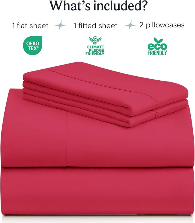 LuxClub 4 PC Sheet Set Bed Sheets Deep Pockets 16" Eco Friendly Wrinkle Free - Image 2