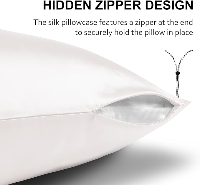 Ravmix Silk Pillow Cases with Zipper, 21 Momme Mulberry Silk Pillowcase - Image 6