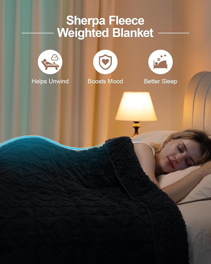 Super Fuzzy Soft Sherpa Fleece Weighted Blanket, 20 lbs Dual Sided Fluffy Heavy - Image 2