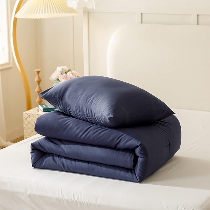 ROSGONIA Navy Blue Comforter Set Queen - Image 6
