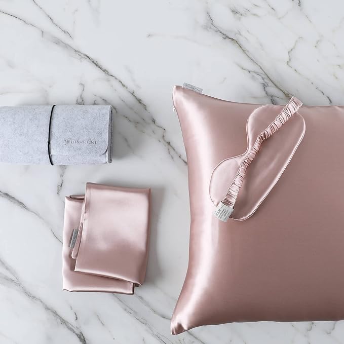 DISANGNI Silk Indulgence Set: Premium 22 Momme Mulberry Silk Pillowcase & Eye by DISANGNI