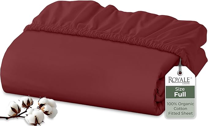 Royale Linens 100% Organic Cotton Fitted Sheet by ROYALELINENS