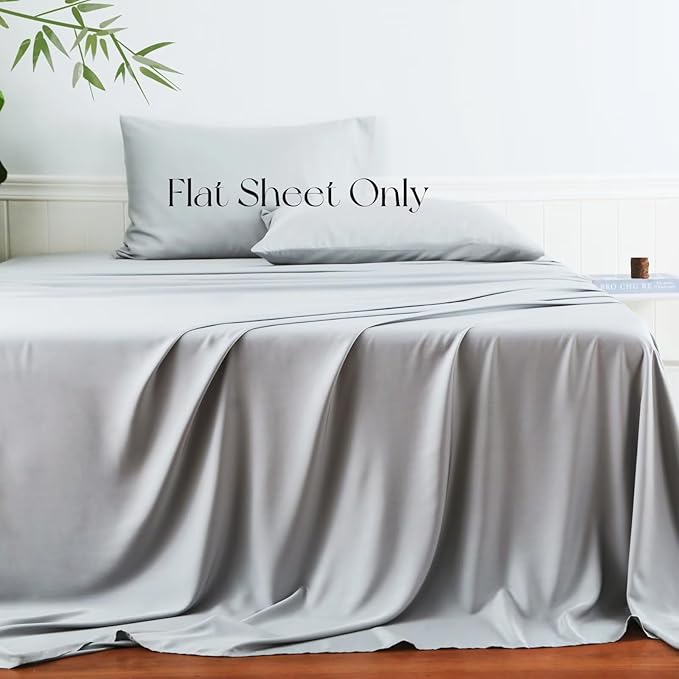 Bamboo Viscose Flat Sheets Only, 400 Thread Count Sateen Weave TwinXL Size Flat - Image 2