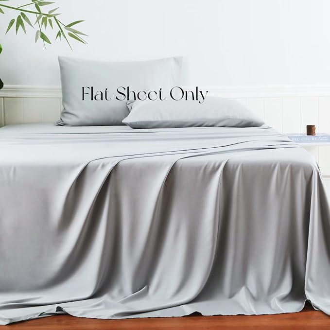Bamboo Viscose Flat Sheets Only, 400 Thread Count Sateen Weave Cal King Size - Image 2