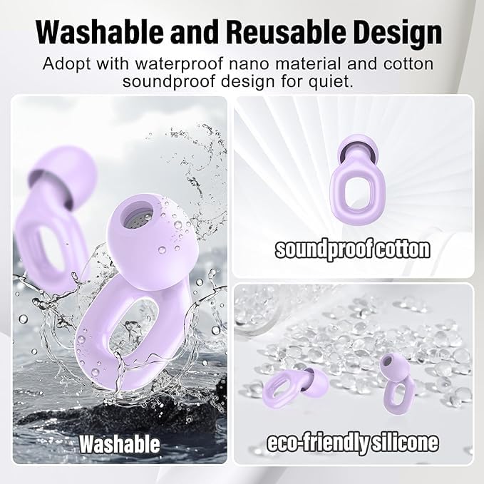 Ear Plugs for Sleeping 35dB Noise Cancelling Silicone Earplugs Single and - Image 5