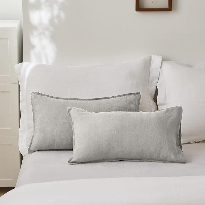 Simple&Opulence 100% Linen Lumbar Pillow Cover 12 x 20 Inches Set of 2 - Image 5