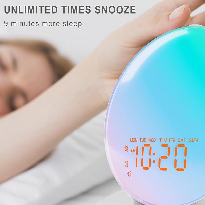 JALL Sunrise Alarm Clock with 25 Soothing Sounds, Sunset Lamp & 5W Bluetooth - Image 7