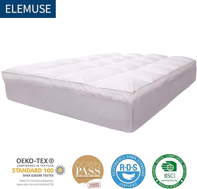 ELEMUSE Twin XL Size Fusion Goose Down Featherbed Mattress Topper - Image 6