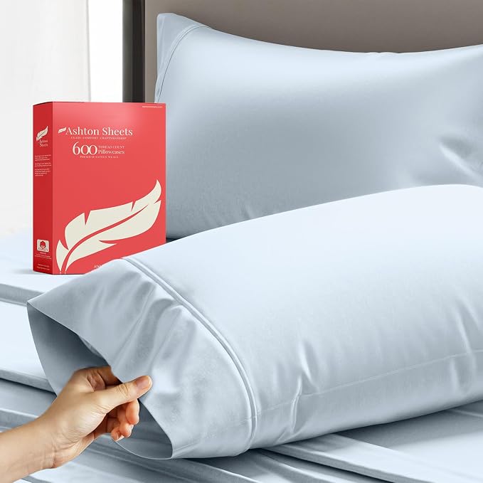 100% Egyptian Cotton King Pillow Case Set of 2 by AshtonSheets