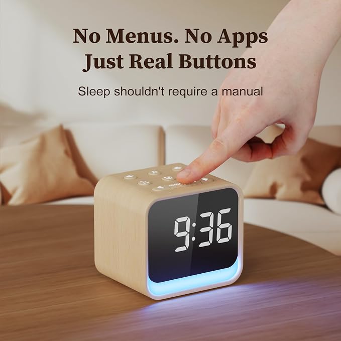 Housbay Wooden Sound Machine Alarm Clock - Image 6