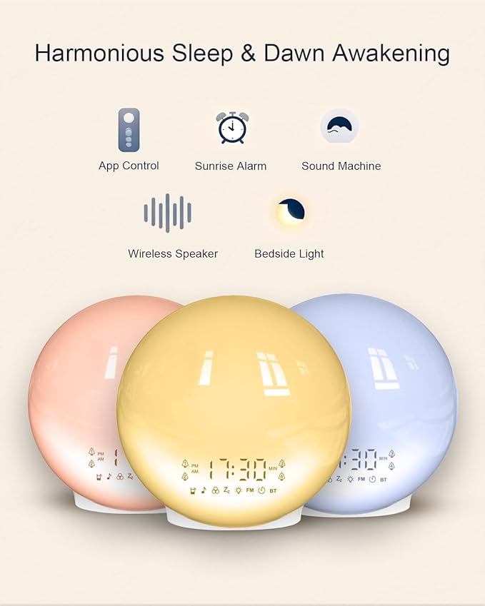 Smart Sunrise Alarm Clock with No Signup APP Control & Wake-Up Light, 4 Alarms - Image 3