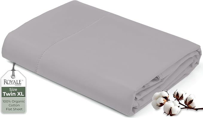 Royale Linens 100% Organic Cotton Twin XL Flat Sheet Only by ROYALELINENS