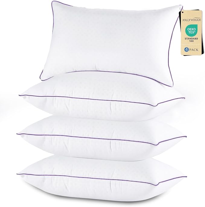 JOLLYVOGUE Pillows Standard Size Set of 4, Washable Supportive Full Size Bed by JOLLYVOGUE