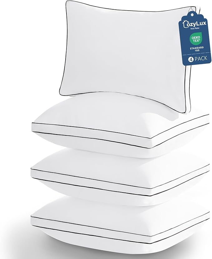 CozyLux Pillows Queen Size Set of 4, Soft and Supportive 3D Down Alternative by CozyLux