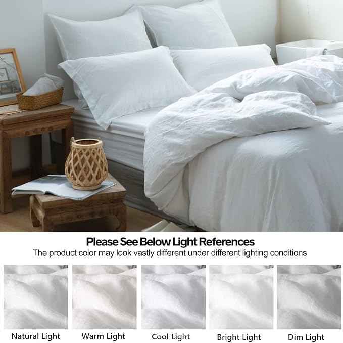 Simple&Opulence 100% Linen Duvet Cover Set 3pcs Basic Style Natural French - Image 6