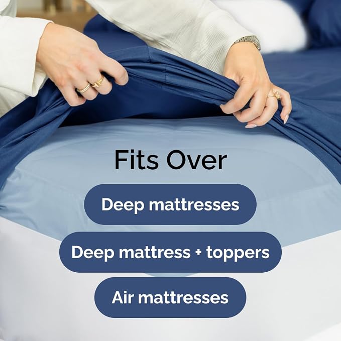 Extra Deep California King 400 Thread Count Cotton Fitted Sheet - Image 6