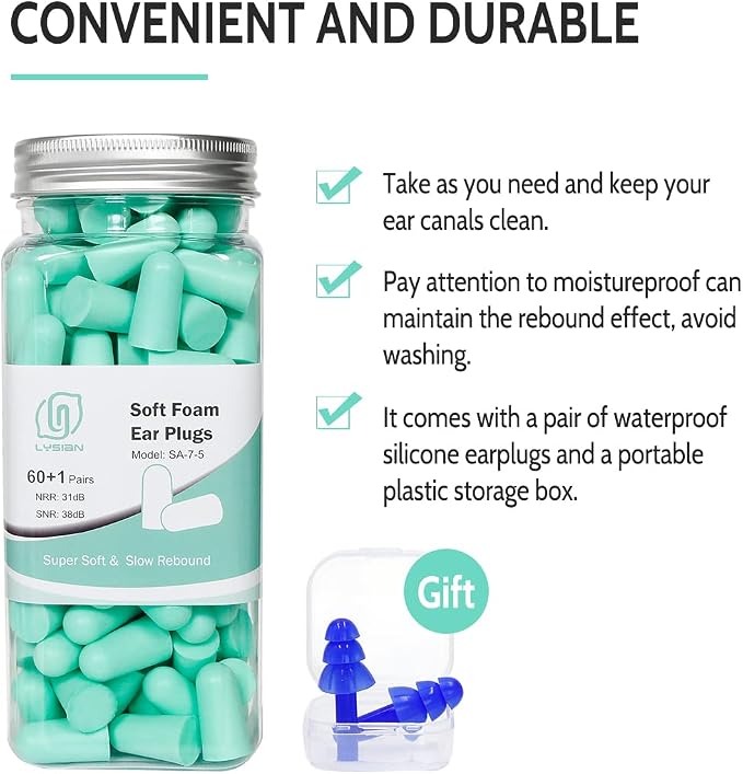 LYSIAN Ultra Soft Foam Earplugs - Image 5