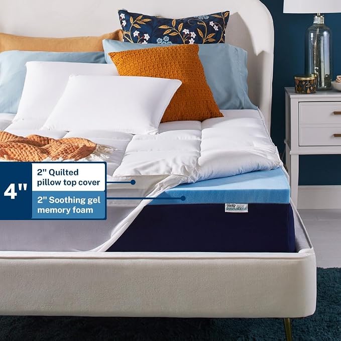 Sleep Innovations Dual Layer 4 Inch Memory Foam Mattress Topper, Twin Size - Image 4