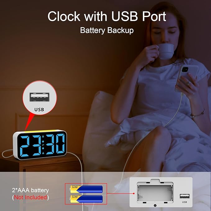 Topski Loud Alarm Clocks for Bedrooms Heavy Sleepers, Digital Clock - Image 6