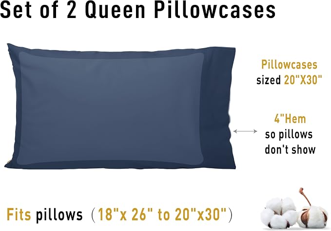 Sunflower Queen Pillowcases Set of 2, 100% Cotton Queen Size Pillow Cases 2 - Image 8