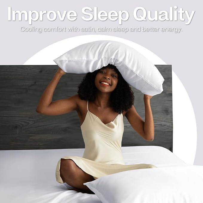 MR&HM Satin Pillowcase for Hair and Skin, Silk Satin Pillowcase 2 Pack - Image 5