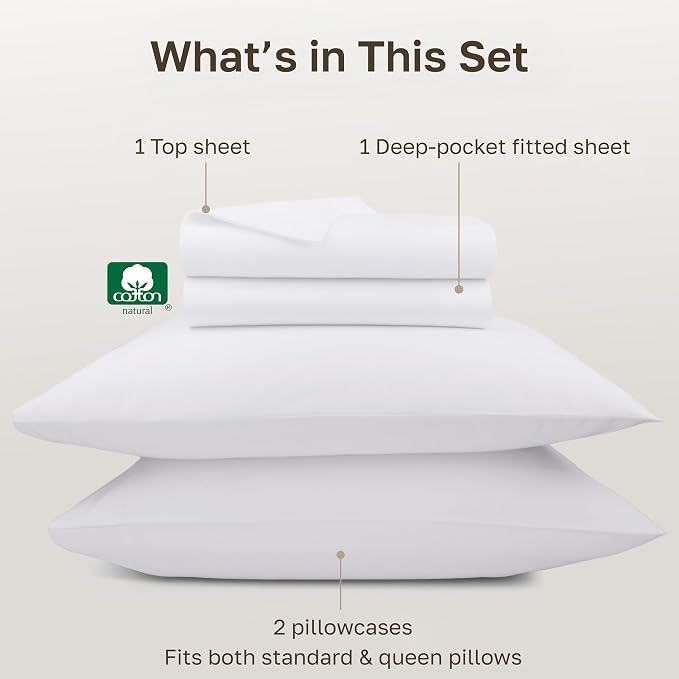 California Design Den White Queen Sheet Set Deep Pocket - Image 4