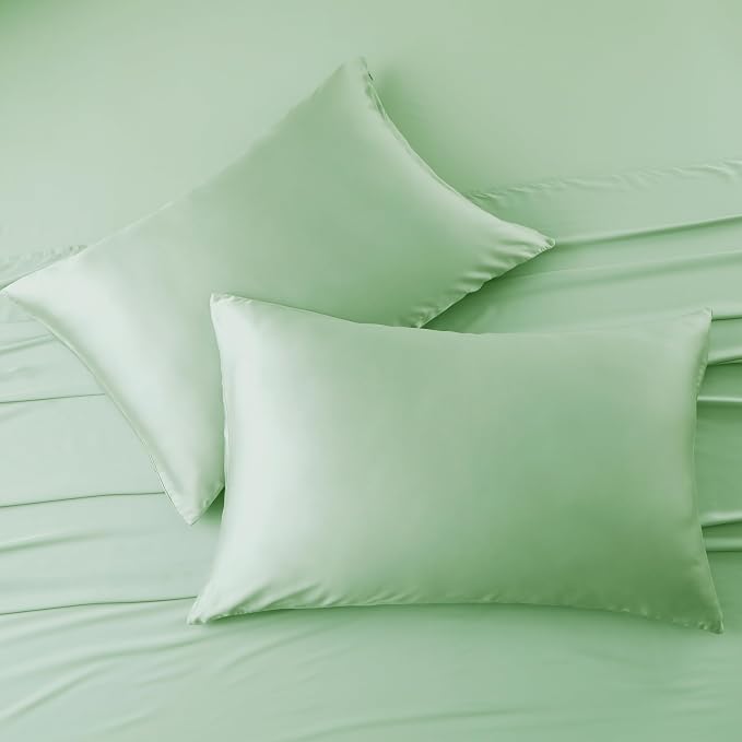 Viscose from Bamboo Pillow Protectors Set of 2 Saga Green Q - Image 5
