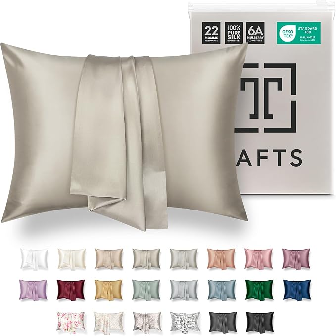 Tafts Silk Pillow Cases - 22mm 100% Pure Mulberry 6A Silk Pillowcase by Tafts