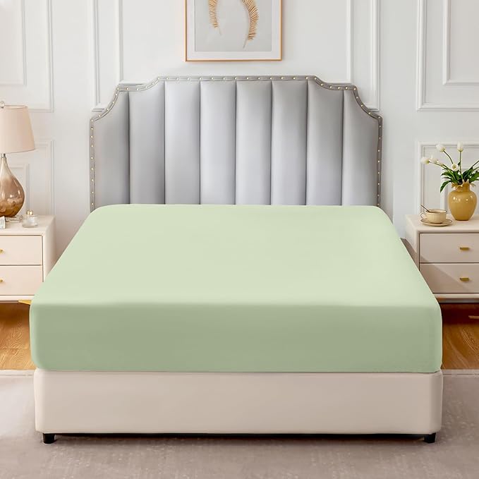 FreshCulture Pure Cotton Fitted Sheets Queen Size, 300 Thread Count Percale - Image 2
