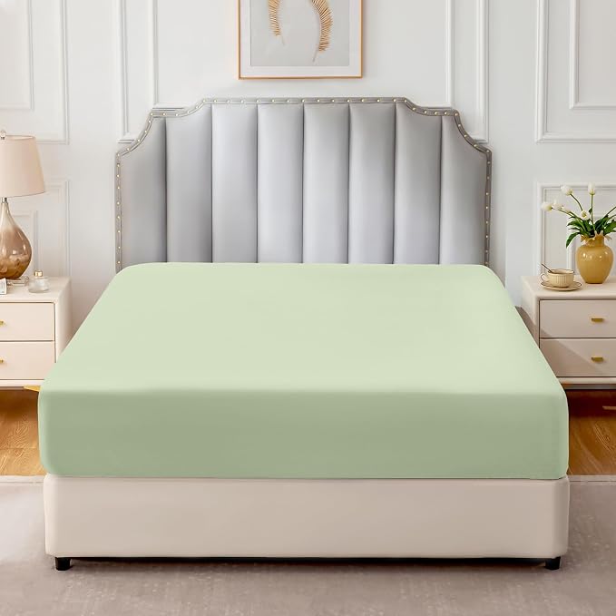 FreshCulture Pure Cotton Fitted Sheets Twin XL Size, 300 Thread Count Percale - Image 2