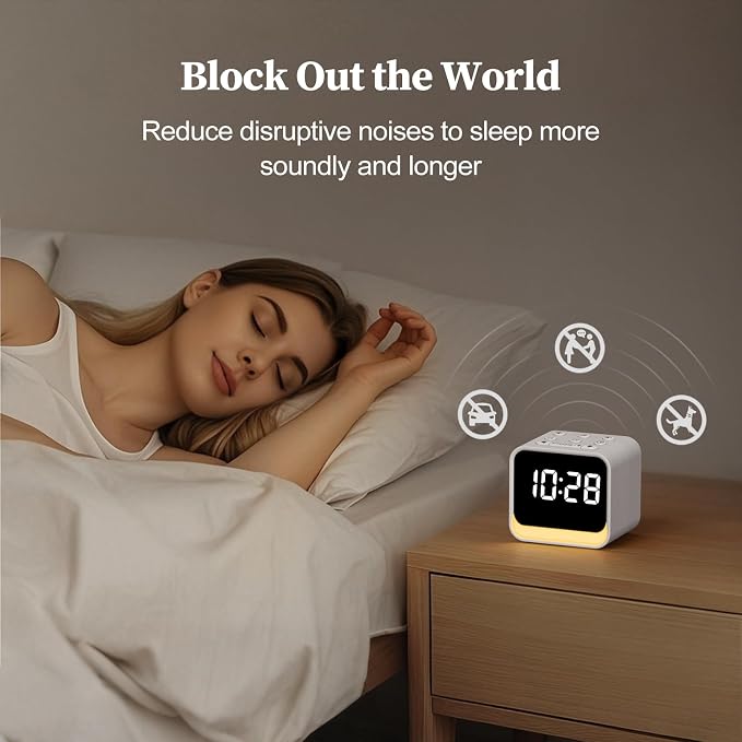 HOUSBAY Wooden Sound Machine Alarm Clock - Image 4