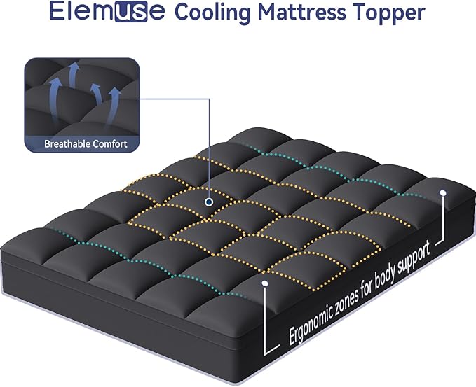 ELEMUSE Cal King Black Mattress Topper - Image 2