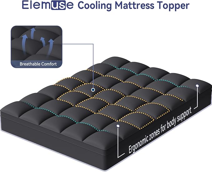 ELEMUSE Queen Black Mattress Topper - Image 2