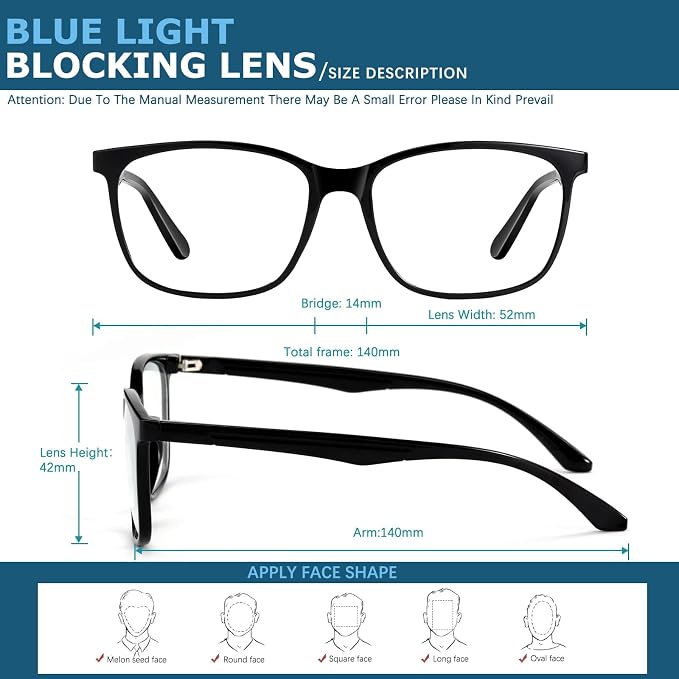 Oilway Blue-Light Blocking Glasses Computer Reading/Gaming/TV/Phones Glasses - Image 3