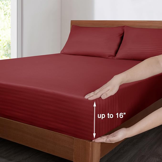 Mejoroom Striped King Size Bed Sheet Set - Image 3