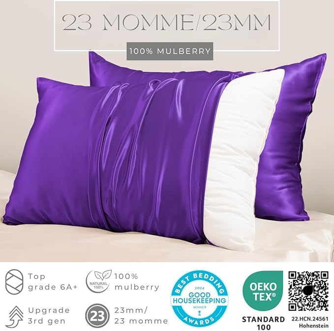 PROMEED Upgraded Grade 6A+ Purple Silk Pillowcase - Image 2