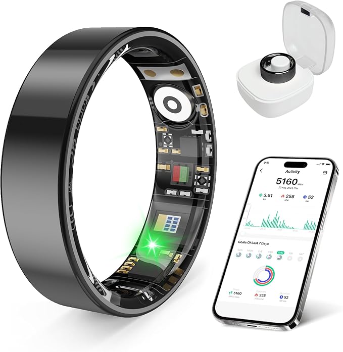 Smart Health Ring, Featuring Stress and Sleep Monitoring Functions, Compatible by Unknown