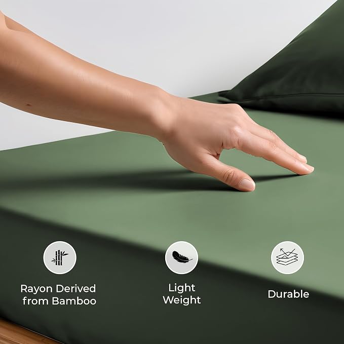 LINENWALAS Fitted Sheet Only Viscose Derived from Bamboo, Bottom Sheet - Image 6