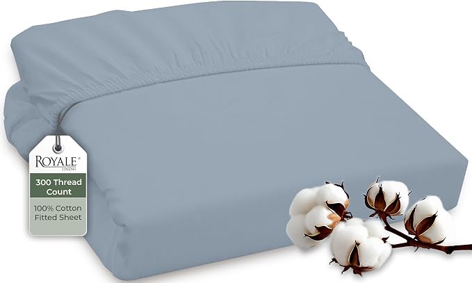 ROYALE LINENS 300 Thread Count 100% Long Staple Combed Cotton Fitted Sheet Full by ROYALELINENS