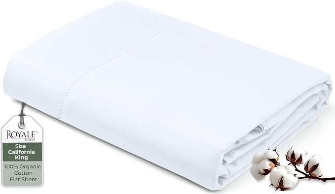 Royale Linens 100% Organic Cotton King Flat Sheet Only by ROYALELINENS