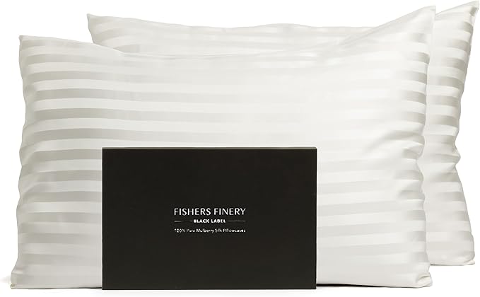 Fishers Finery 30mm 100% Pure Mulberry Silk Pillowcase Set, Quality Tested by FishersFinery