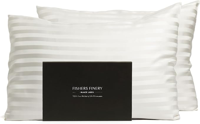 Fishers Finery 30mm 100% Pure Mulberry Silk Pillowcase Set, Quality Tested by FishersFinery