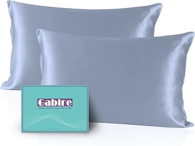 Gabire Mulberry Silk Pillowcases Set of 2, Both Sides Real Silk Pillowcase by MulberrySilkPillowcases
